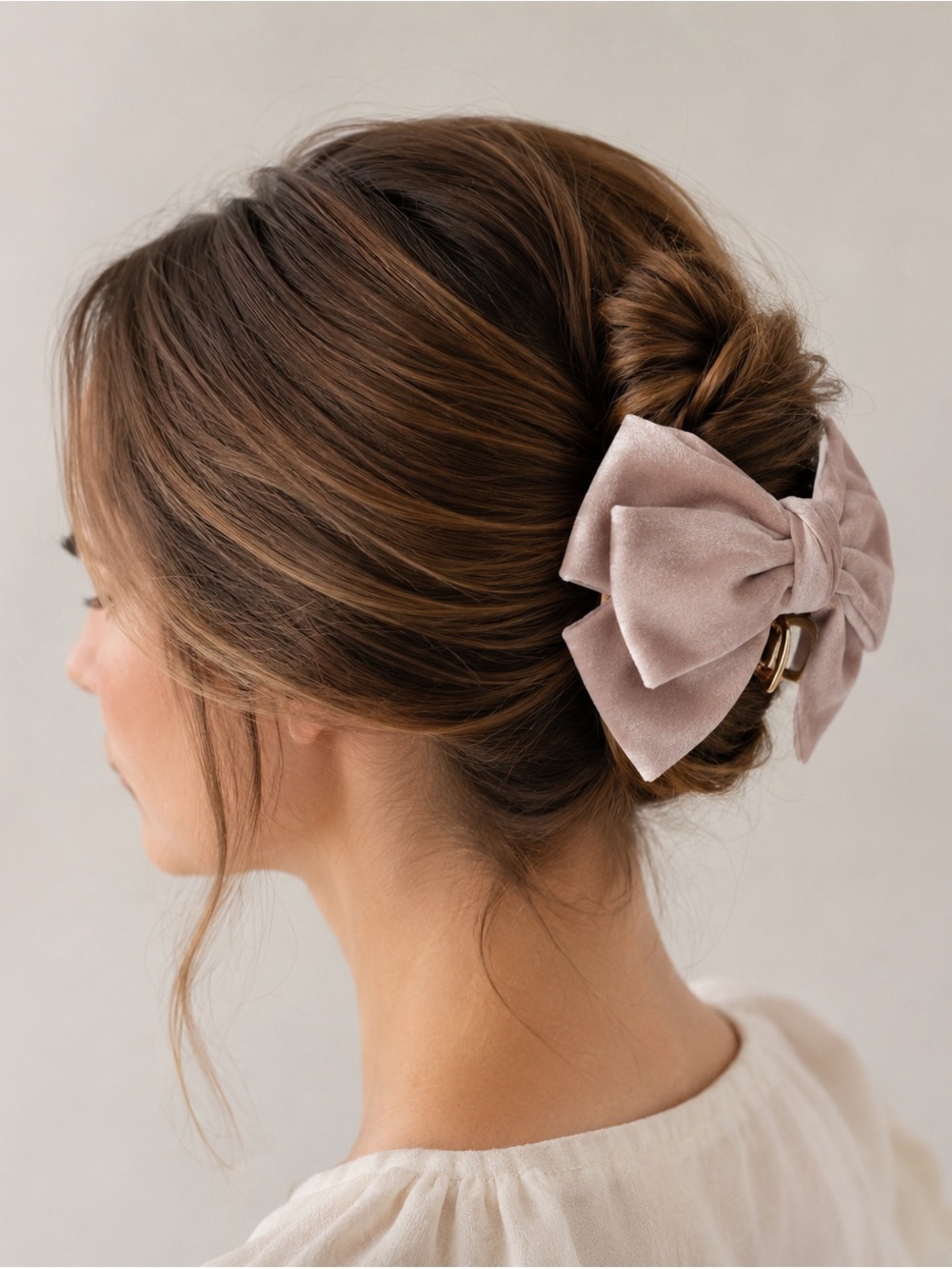 5.5” Dusty Mauve Satin Bow Alligator Hair Clip | Elegant Oversized Hair Accessor